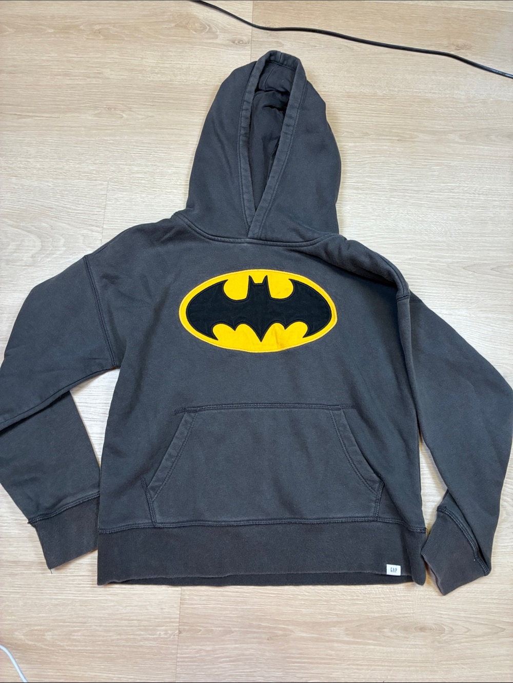 GAP BATMAN Black Hoodie with Yellow Batman Logo